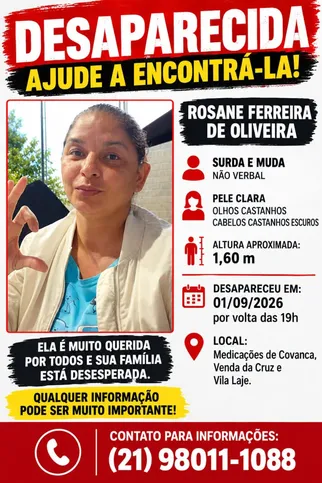 Imagem ilustrativa da imagem Família busca informações de desaparecida há 25 dias em São Gonçalo