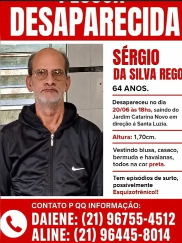 Família divulga cartaz com imagem de idoso desaparecido