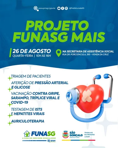A Funasg atende também os dependentes dos servidores ativos e inativos da cidade