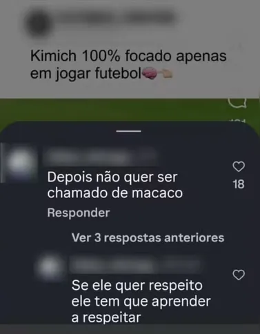 Comentário de cunho racista direcionado a Vini Jr. após desentendimento com o alemão Joshua Kimmich, durante partida da Liga dos Campeões