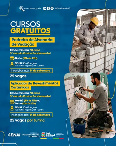 Imagem ilustrativa da imagem São Gonçalo abre mais 75 vagas para cursos profissionalizantes gratuitos