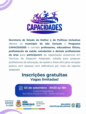 Imagem ilustrativa da imagem São Gonçalo inscreve para capacitação gratuita voltada à inclusão no esporte