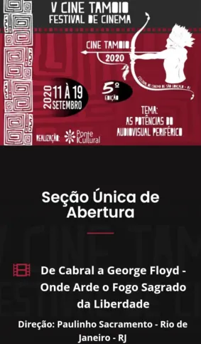 O filme ‘De Cabral a George Floyd - Onde Arde o Fogo Sagrado da Liberdade abrirá o evento nesta sexta (11)