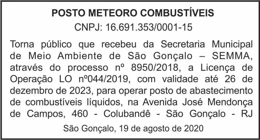 Imagem ilustrativa da imagem EDITAL POSTO METEORO