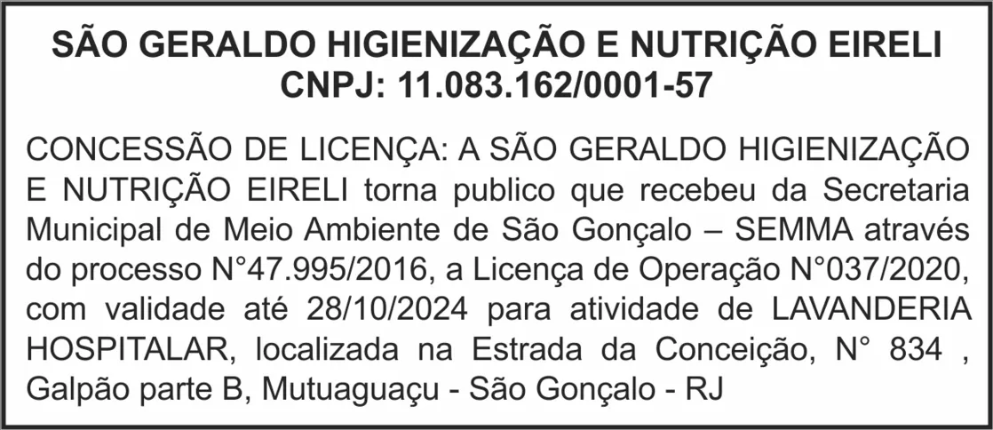 Imagem ilustrativa da imagem EDITAL - CONCESSÃO DE LINCENÇA - SÃO GERALDO