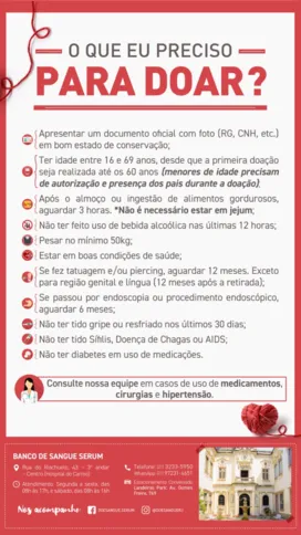 Confira os critérios para a doação de sangue!