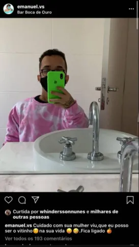 Print do post de um funcionário de Whindersson