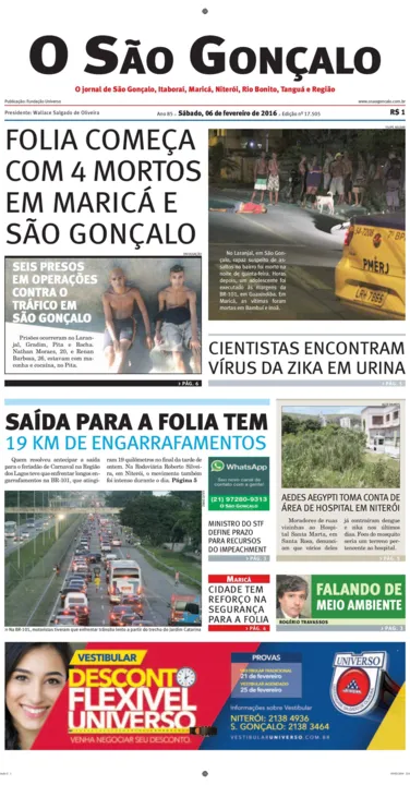 Imagem ilustrativa da imagem Edição do dia 06 de fevereiro de 2016