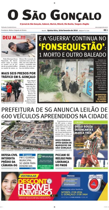 Capa edição 18 de Fevereiro