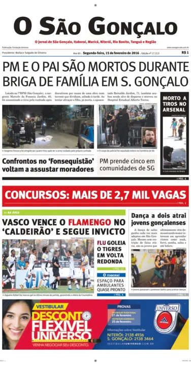 Capa edição dia 15 de Fevereiro