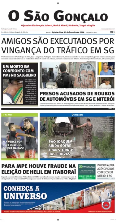 Imagem ilustrativa da imagem Edição do dia 25 de fevereiro de 2016