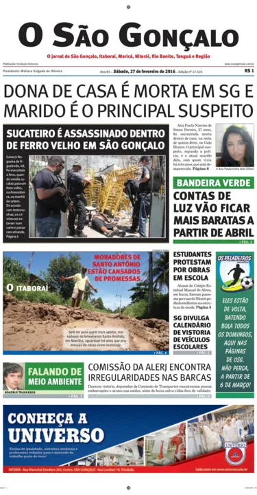 Imagem ilustrativa da imagem Edição do dia 27 de fevereiro de 2016