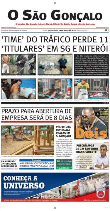 Imagem ilustrativa da imagem Edição do dia 18 de março de 2016