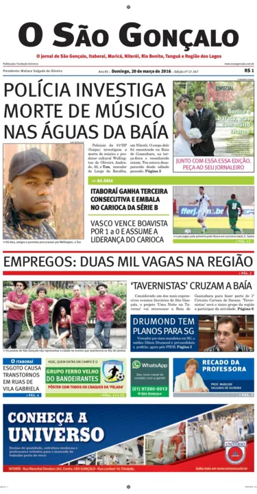 Imagem ilustrativa da imagem Edição do dia 20 de março de 2016