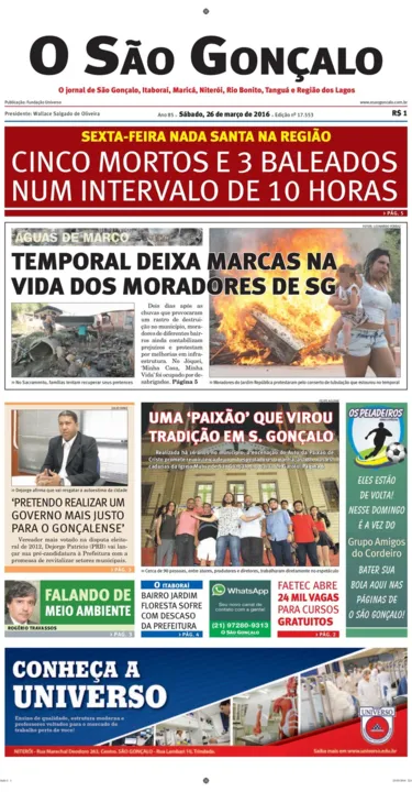 Imagem ilustrativa da imagem Sábado, 26 de março de 2016