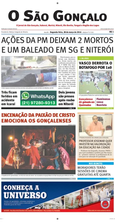 Imagem ilustrativa da imagem Segunda, 28 de março de 2016