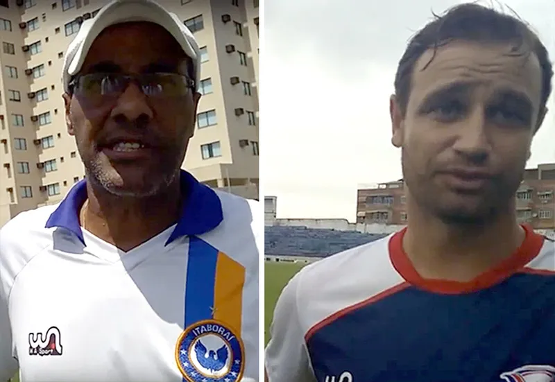 Luiz Antônio, do Itaboraí, e Felipe Tigrão, do Gonçalense: realidades diferentes no clássico