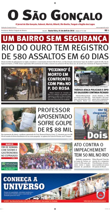 Imagem ilustrativa da imagem Edição do dia 01 de abril de 2016