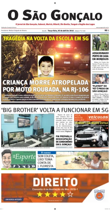 Imagem ilustrativa da imagem Edição do dia 05 de abril de 2016