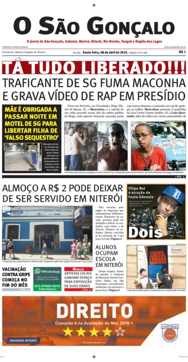 Imagem ilustrativa da imagem Edição do dia 08 de abril de 2016
