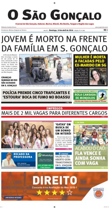 Imagem ilustrativa da imagem Edição do dia 10 de abril de 2016