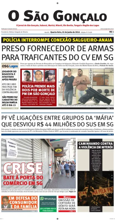 Imagem ilustrativa da imagem Edição do dia 01 de junho de 2016