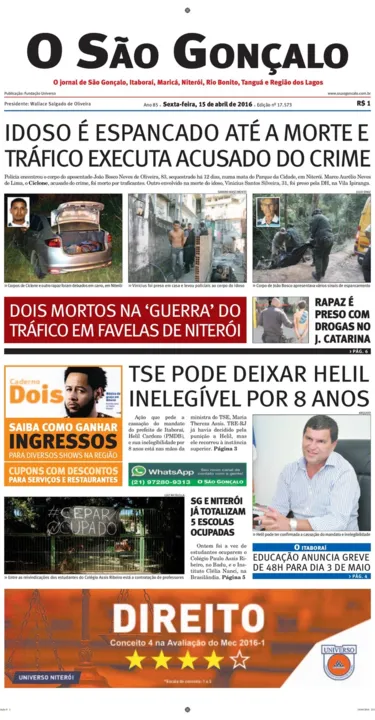 Imagem ilustrativa da imagem Edição de sexta-feira,15 de abril de 2016