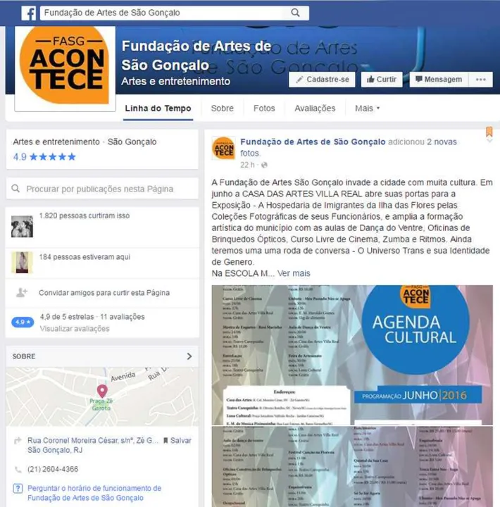 Programação completa está na página da Fasg no Facebook
