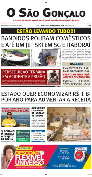 Imagem ilustrativa da imagem Edição do dia 09 de junho de 2016