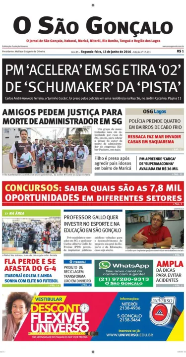 Imagem ilustrativa da imagem Edição do dia 13 de junho de 2016
