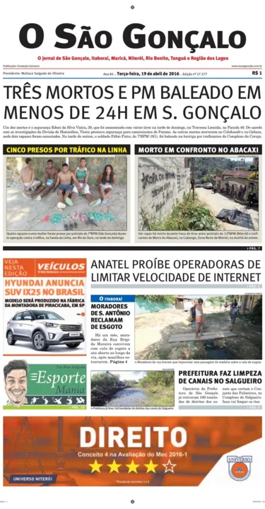 Imagem ilustrativa da imagem Edição do dia 19 de abril de 2016