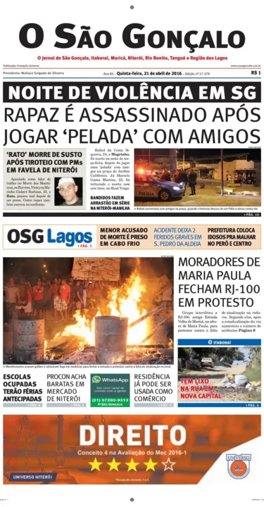 Imagem ilustrativa da imagem Edição do dia 21 de abril de 2016