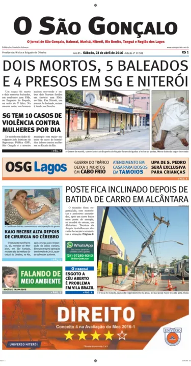 Imagem ilustrativa da imagem Edição do dia 23 de abril de 2016