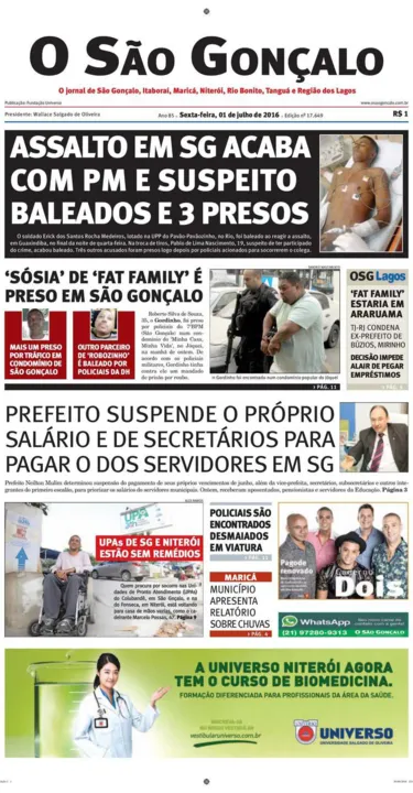 Imagem ilustrativa da imagem Edição do dia 01 de julho de 2016