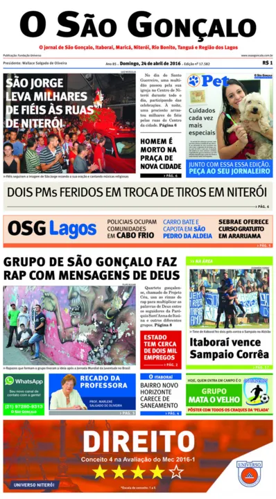 Imagem ilustrativa da imagem Edição de domingo, 24 de abril de 2016