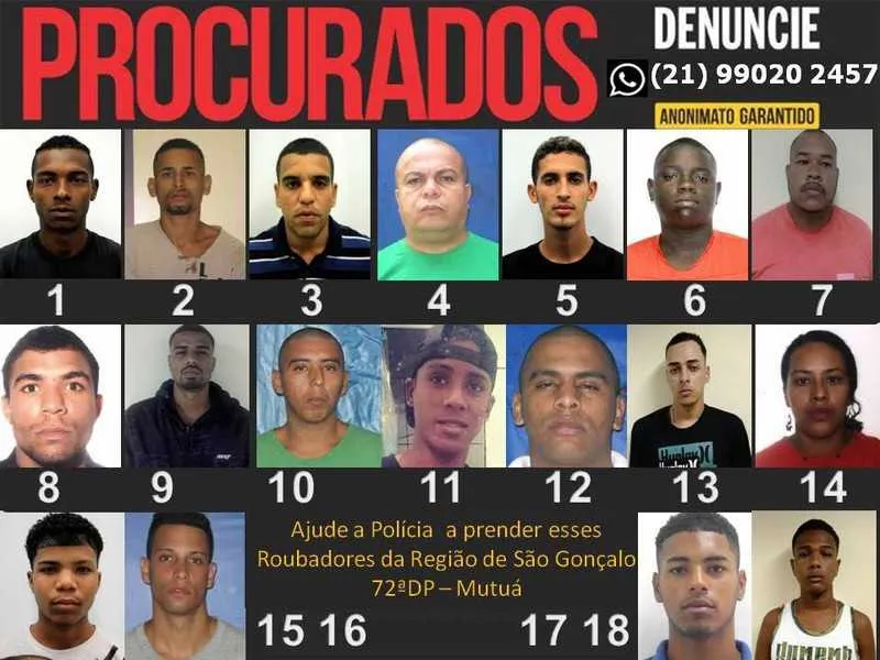  Todos possuem mandados de prisão e foram reconhecidos por diversas de vítimas em diferentes investigações da 72ªDP (Mutuá)