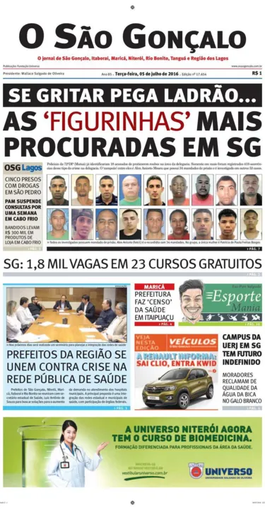 Imagem ilustrativa da imagem Edição do dia 05 de julho de 2016