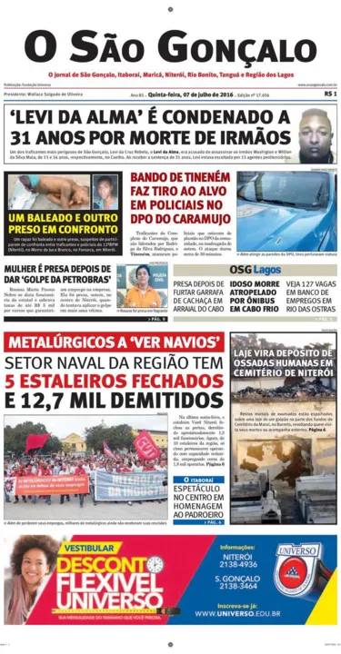 Imagem ilustrativa da imagem Edição do dia 07 de julho de 2016