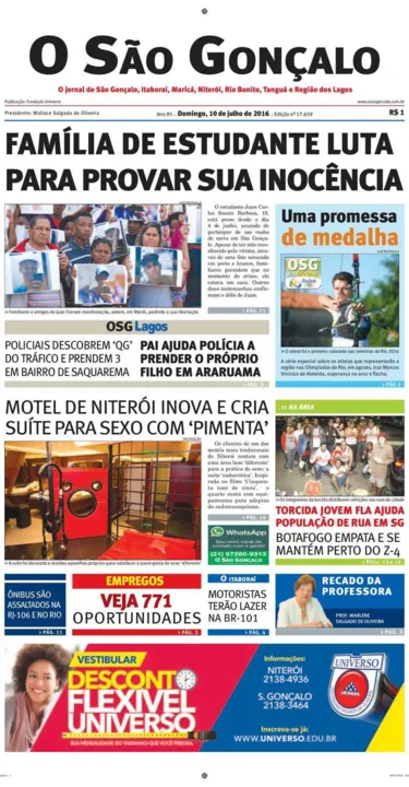 Domingo, 10 de julho de 2016