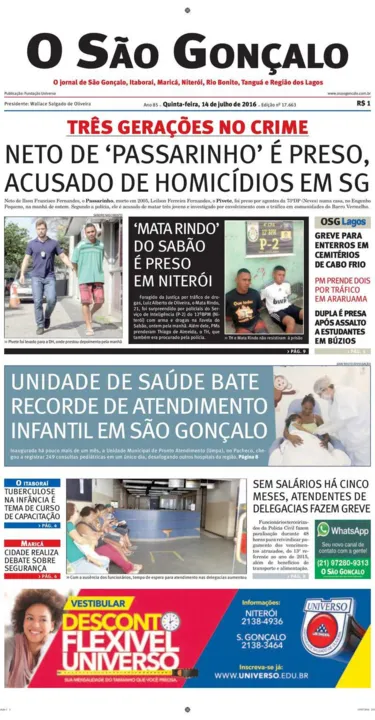 Imagem ilustrativa da imagem Edição do dia 14 de julho de 2016