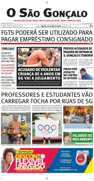 Imagem ilustrativa da imagem Edição do dia 16 de julho de 2016