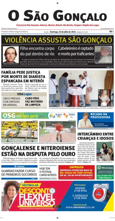 Imagem ilustrativa da imagem Edição do dia 24 de julho de 2016