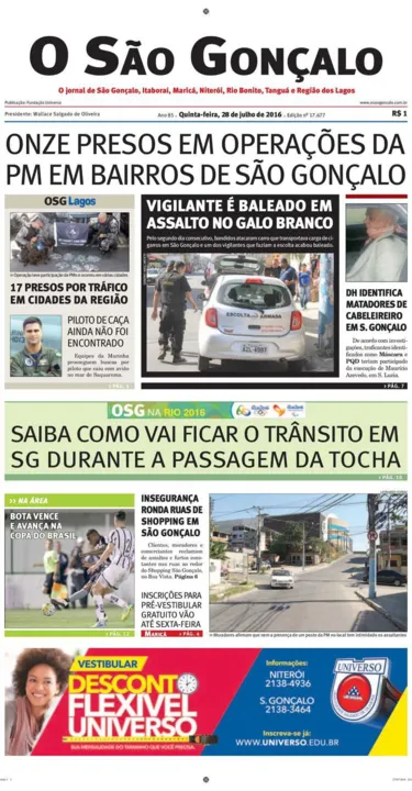 Imagem ilustrativa da imagem Edição do dia 28 de julho de 2016