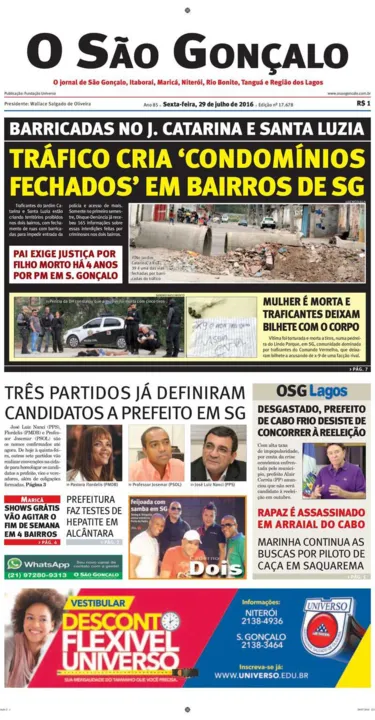 Imagem ilustrativa da imagem Edição do dia 29 de julho de 2016