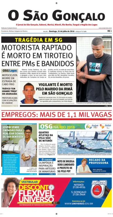 Edição de domingo, 31 de julho de 2016