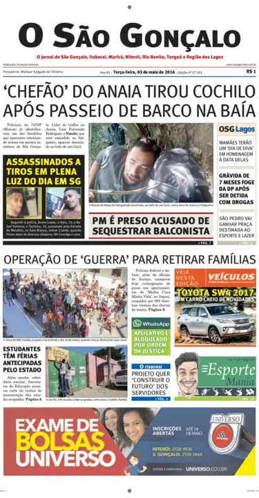 Imagem ilustrativa da imagem Edição do dia 03 de maio de 2016