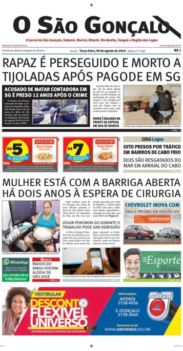 Imagem ilustrativa da imagem Edição do dia 09 de agosto de 2016