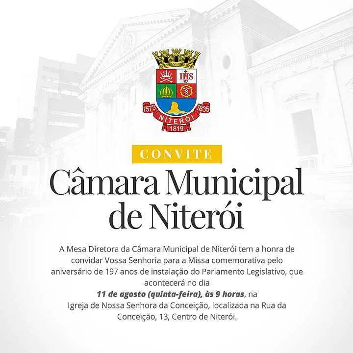 Imagem ilustrativa da imagem Missa marca 197 anos do Legislativo de Niterói