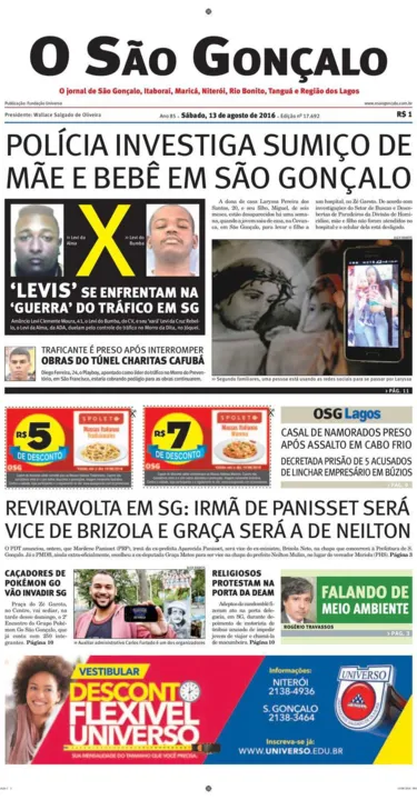 Imagem ilustrativa da imagem Edição do dia 13 de agosto de 2016