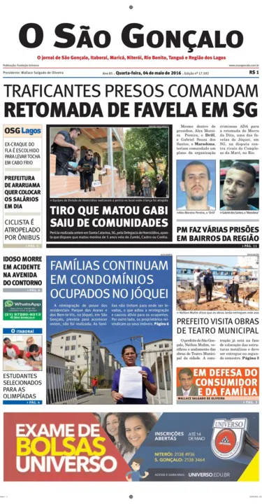 Imagem ilustrativa da imagem Edição do dia 04 de maio de 2016
